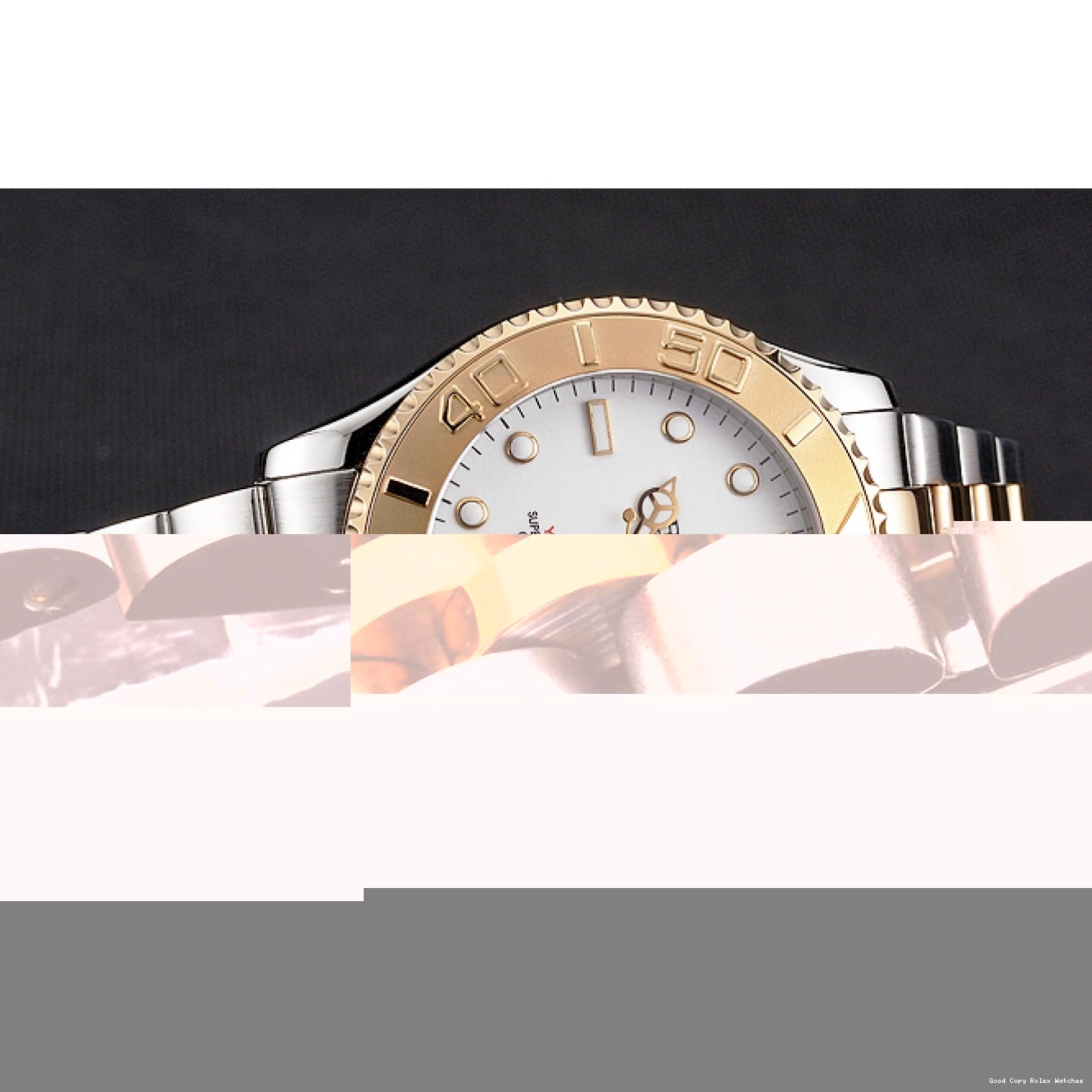 AAA Replica Watches Bezel Case Rolex Two Yacht-Master Dial Stainless Bracelet Gold White Tone Steel 0708